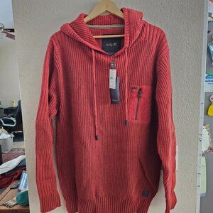 A.Tiziano Men's XL Orange/Rust Hooded Pull Over